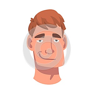 Man Head with Smirk as Facial Expression Vector Illustration