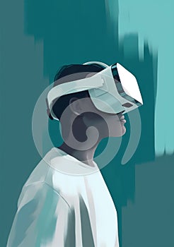 man headset goggles cyber gadget futuristic technology glasses digital vr abstract. Generative AI.