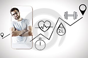 Man with health app