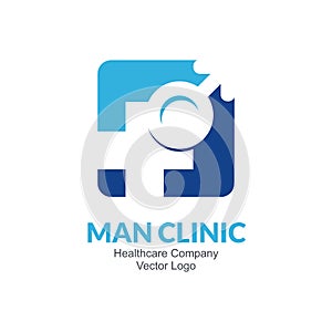 Man Health care and clinic logo Vector Design