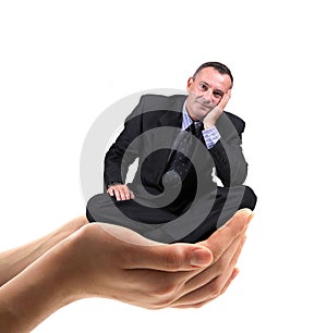 Man held in the hands