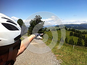 Man in helmet in Alps