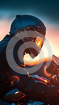 Man in Helmet Riding Motorcycle