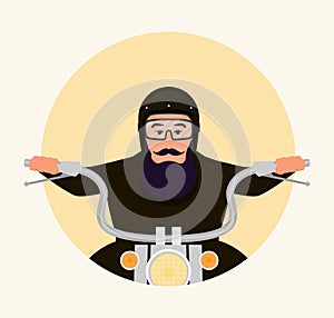 Man in helmet sitting on the motorcycle vector illustration flat style