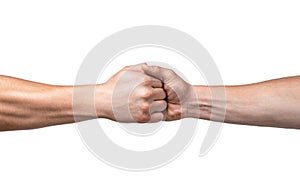 Man help hands, guardianship, protection. Two hands, isolated arm, helping hand of a friend. Friendly handshake, friends