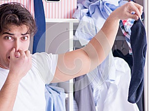 Man helpless with dirty clothing after separating from wife