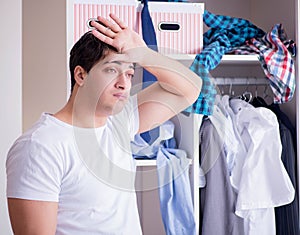 Man helpless with dirty clothing after separating from wife