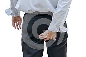 Man with hemorrhoids