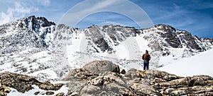 Man Hiker Overlooking Mount Evans Summit - Colorado