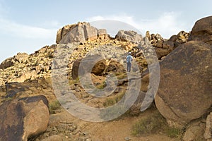 Man hiking alone in the desert