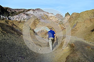 Man Hiking Death Valley's Colorful Artists Palette