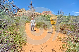Man Hiking into Long Canyon Sedona AZ