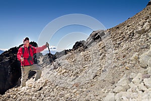 Man hiking in a mountain