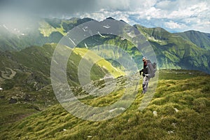 Man hiking on the mountain