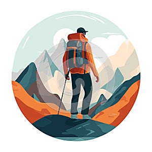 Man hiking mountain with backpack