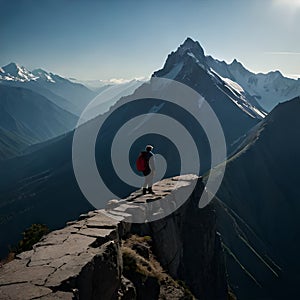 Man hiking through mountains