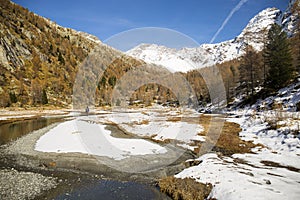 Man hiking in the Preda Rossa Valley, Italy