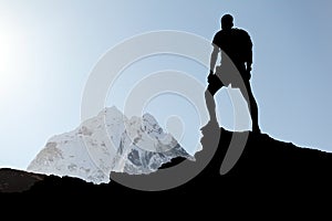 Man hiking silhouette