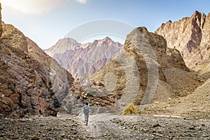Hiking in Hajar Mountains in UAE photo