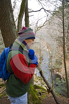 Man hiking in woods