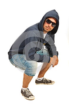 Man in hip hop posture