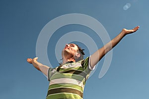 Man with his arms wide open