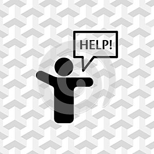 Man with his hands asks for help