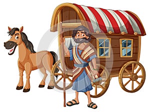 A man with his horse and cart