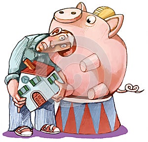 greedy loan economy cartoon photo