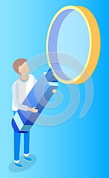 Man Hold Big Magnifying Glass, Digital Picture