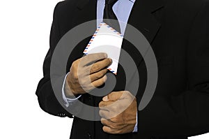 Man Hold Blank Envelope