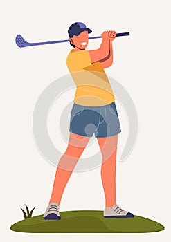 a man hold golf club and prepare for swing