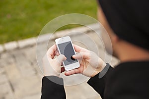 Man hold smart phone in hands