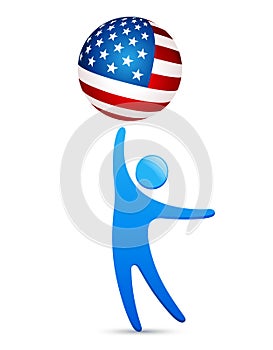 Man holding american flag symbol