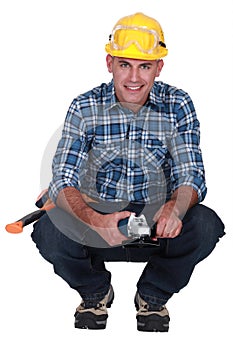 Man holding angle-grinder