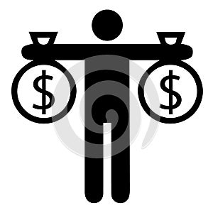 Man holding bag of money vector icon eps 10