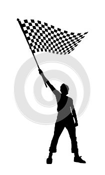 Uomo possesso bianco e nero scacchi bandiera 
