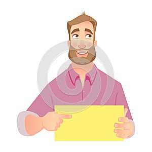 Man holding blank paper