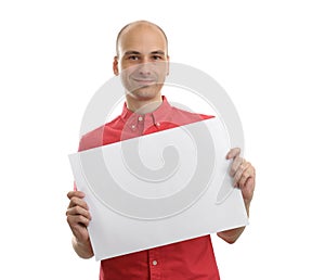 Man Holding Blank Paper