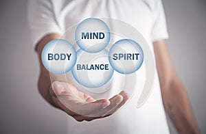 Man holding body, mind, spirit balance
