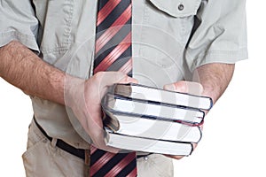 Man holding books.