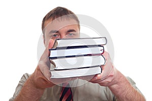 Man holding books.