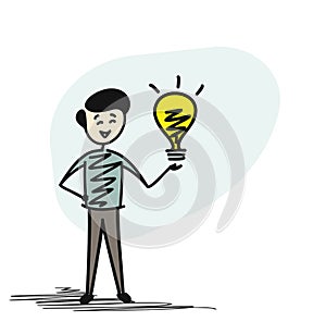 Man holding bulb- idea concept