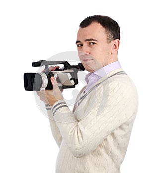 Man holding a camcorder