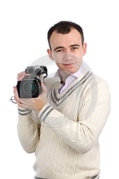 Man holding a camcorder