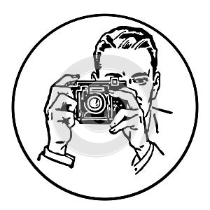 Man Holding Camera Retro