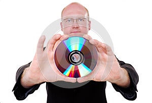 Man holding CD photo