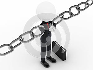 Man holding a chain together