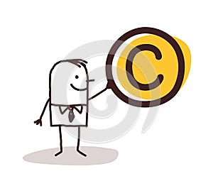 Man Holding a Copyright Symbol