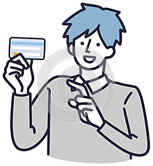 Man holding a credit card Simple Illustration